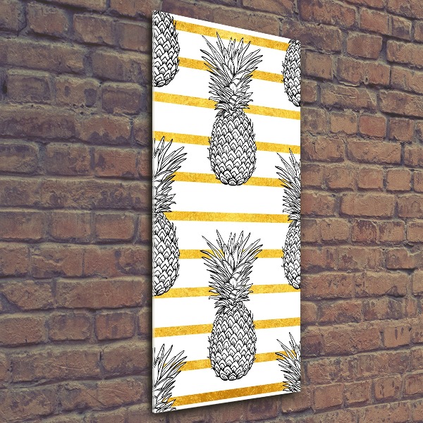 Quadro stampa su vetro acrilico verticale Strisce di ananas