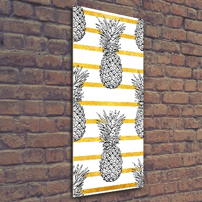 Quadro stampa su vetro acrilico verticale Strisce di ananas