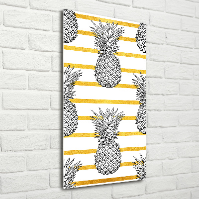 Quadro stampa su vetro acrilico verticale Strisce di ananas