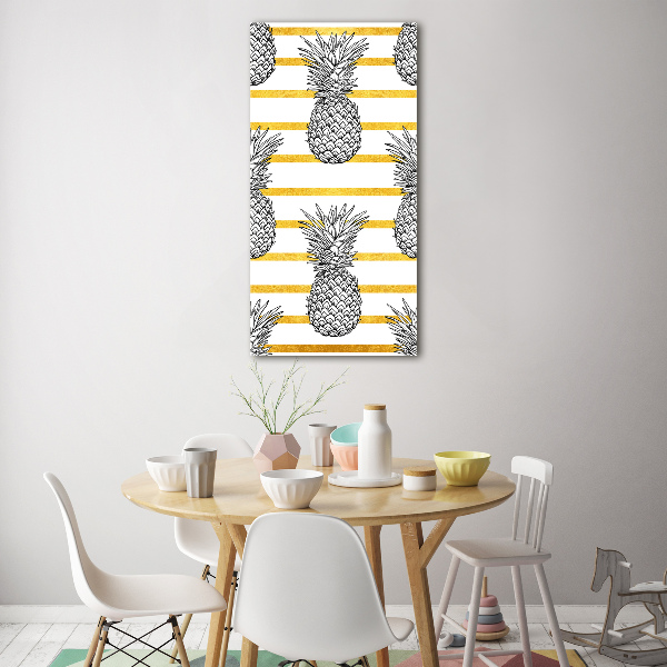 Quadro stampa su vetro acrilico verticale Strisce di ananas