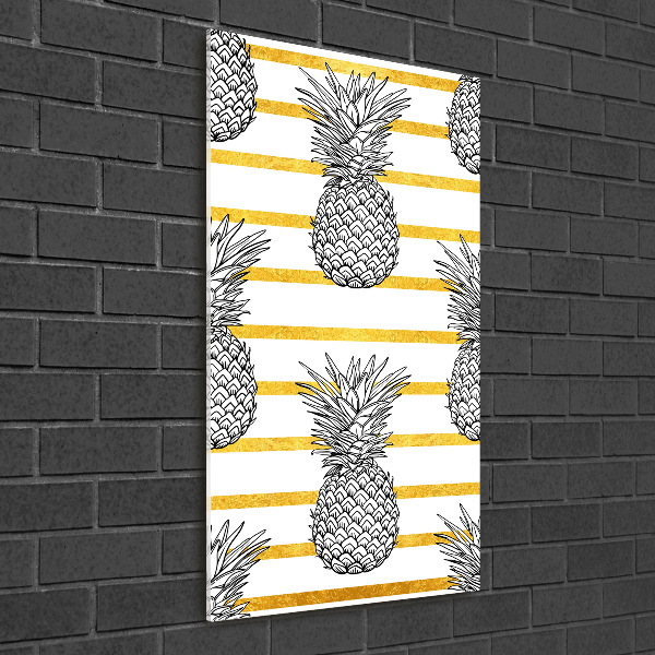 Quadro stampa su vetro acrilico verticale Strisce di ananas