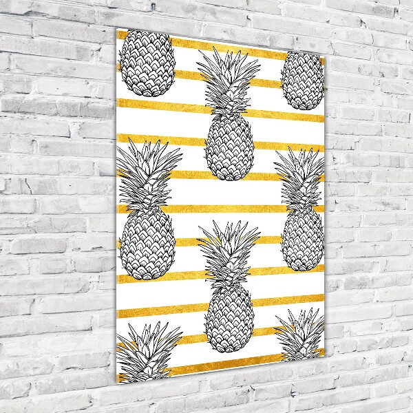 Quadro stampa su vetro acrilico verticale Strisce di ananas