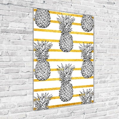 Quadro stampa su vetro acrilico verticale Strisce di ananas