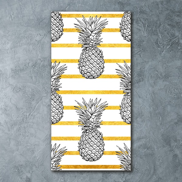 Quadro stampa su vetro acrilico verticale Strisce di ananas