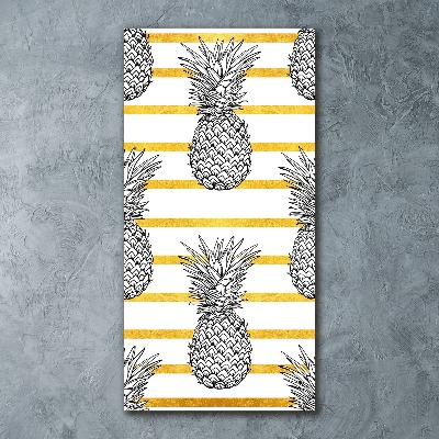 Quadro stampa su vetro acrilico verticale Strisce di ananas