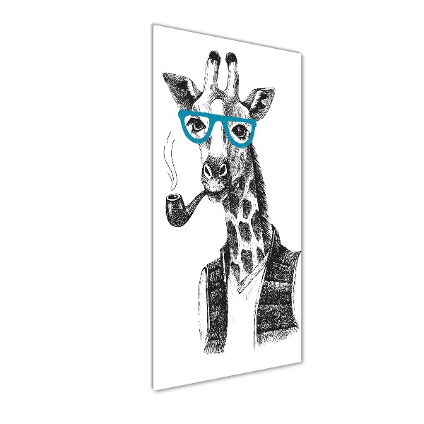 Quadro in vetro acrilico verticale Giraffe con gli occhiali
