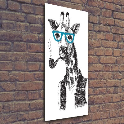 Quadro in vetro acrilico verticale Giraffe con gli occhiali