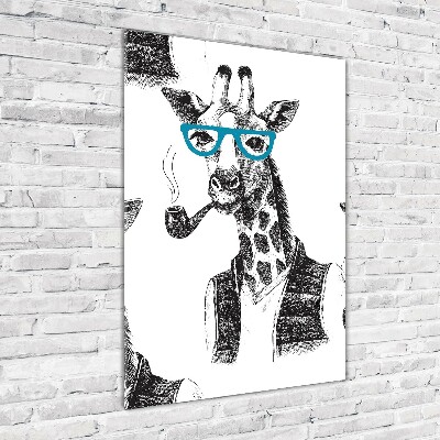 Quadro in vetro acrilico verticale Giraffe con gli occhiali