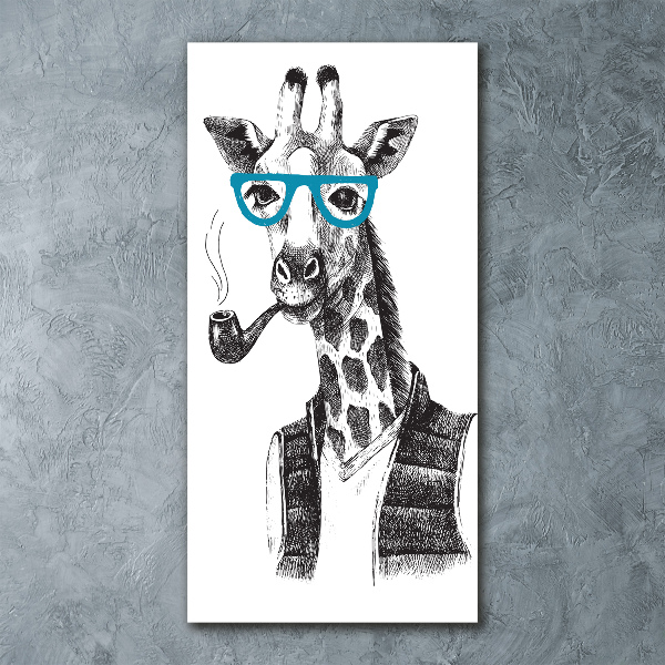Quadro in vetro acrilico verticale Giraffe con gli occhiali