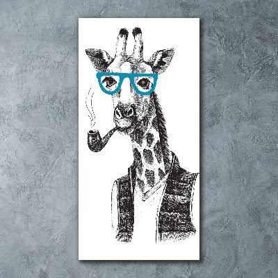 Quadro in vetro acrilico verticale Giraffe con gli occhiali