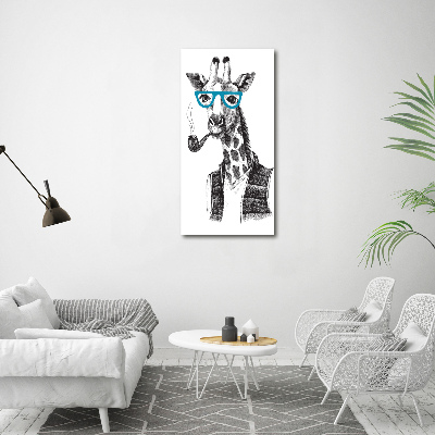 Quadro in vetro acrilico verticale Giraffe con gli occhiali
