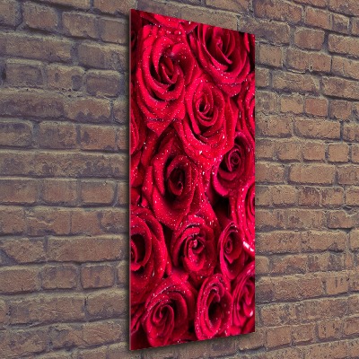 Quadro vetro acrilico verticale Rose rosse
