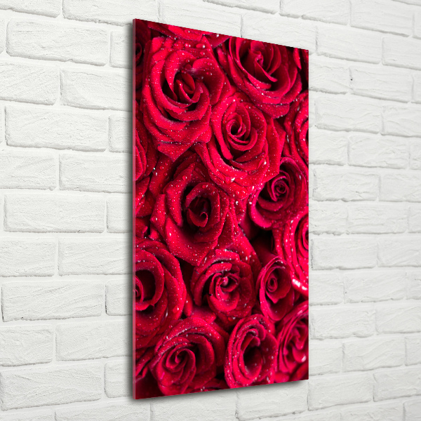 Quadro vetro acrilico verticale Rose rosse