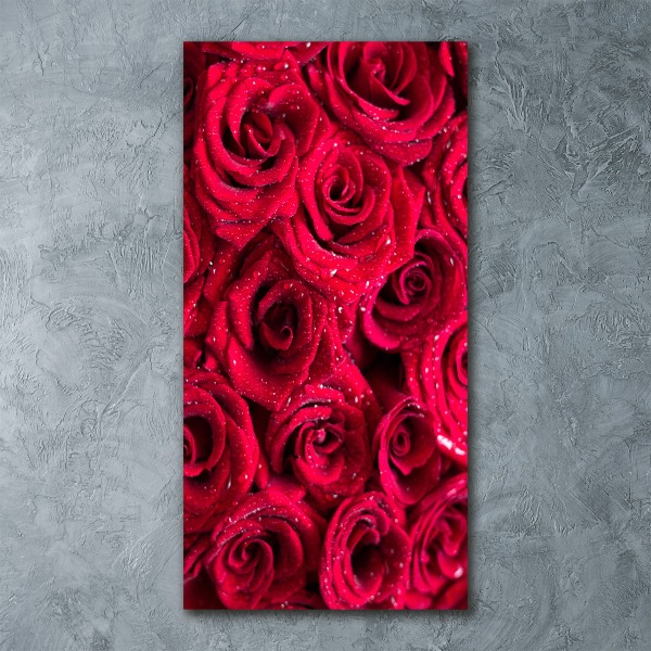 Quadro vetro acrilico verticale Rose rosse