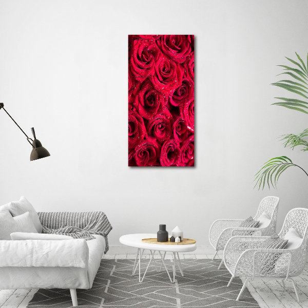 Quadro vetro acrilico verticale Rose rosse