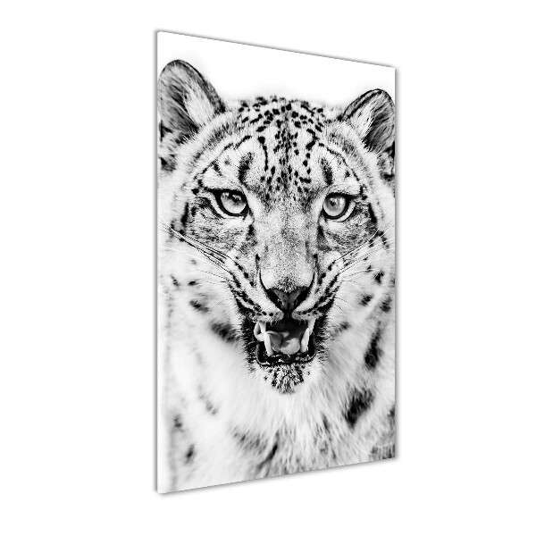 Quadro stampa su vetro acrilico verticale Leopardo delle nevi