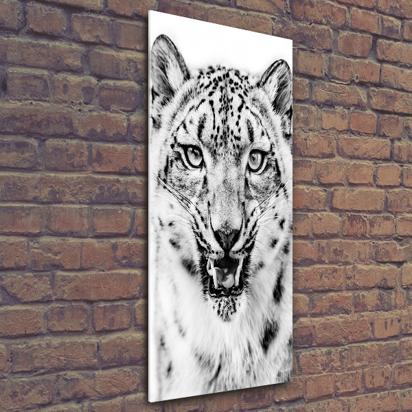 Quadro stampa su vetro acrilico verticale Leopardo delle nevi