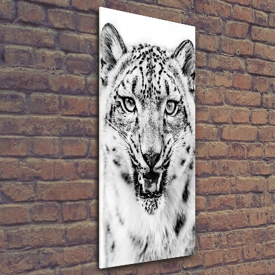 Quadro stampa su vetro acrilico verticale Leopardo delle nevi