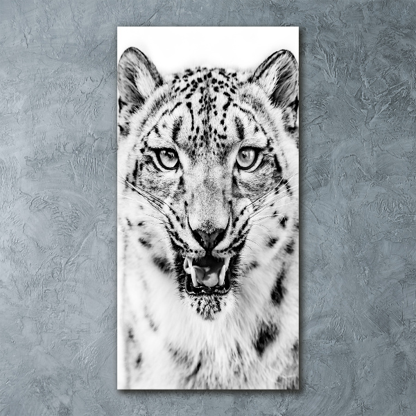 Quadro stampa su vetro acrilico verticale Leopardo delle nevi