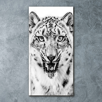 Quadro stampa su vetro acrilico verticale Leopardo delle nevi