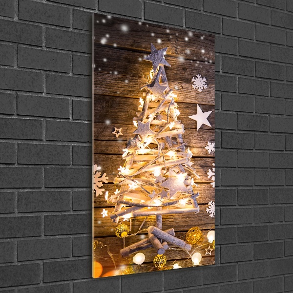 Quadro vetro acrilico verticale Albero di Natale luminoso