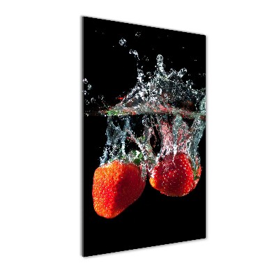 Quadro stampa su vetro acrilico verticale Fragole sott'acqua