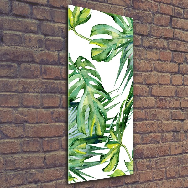 Quadro vetro acrilico verticale Foglie tropicali