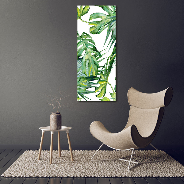 Quadro vetro acrilico verticale Foglie tropicali