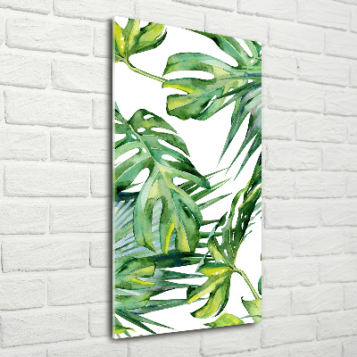 Quadro vetro acrilico verticale Foglie tropicali