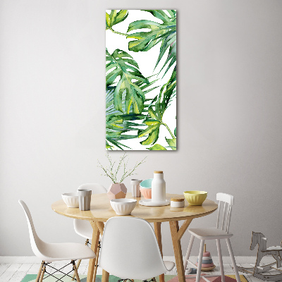 Quadro vetro acrilico verticale Foglie tropicali