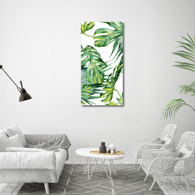 Quadro vetro acrilico verticale Foglie tropicali