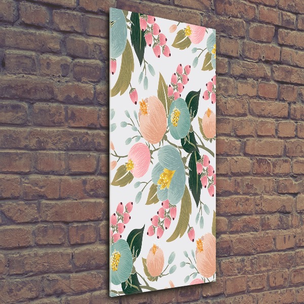 Quadro in vetro acrilico verticale Fiori primaverili