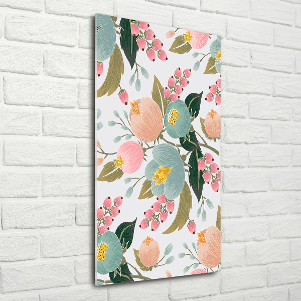 Quadro in vetro acrilico verticale Fiori primaverili