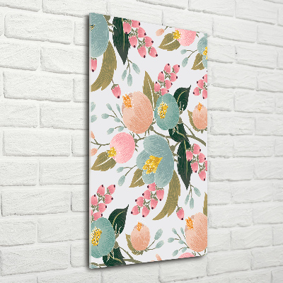 Quadro in vetro acrilico verticale Fiori primaverili