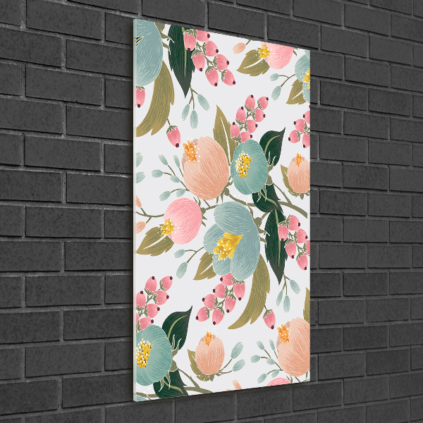 Quadro in vetro acrilico verticale Fiori primaverili