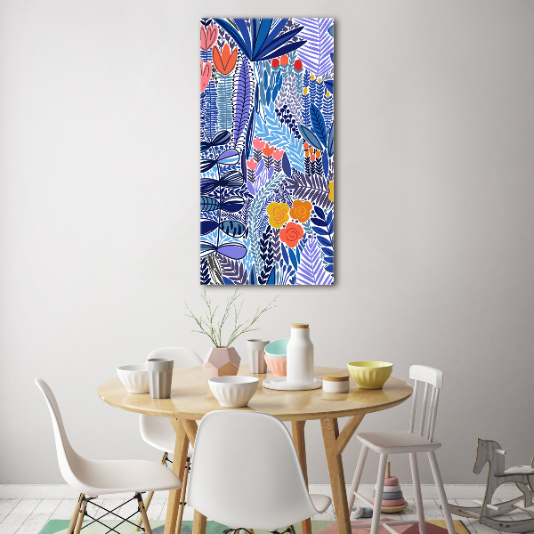 Quadro acrilico verticale Fiori tropicali