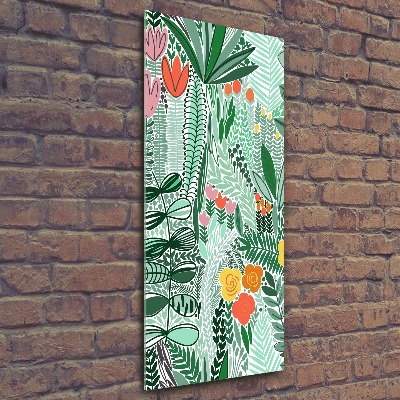 Quadro vetro acrilico verticale Fiori tropicali
