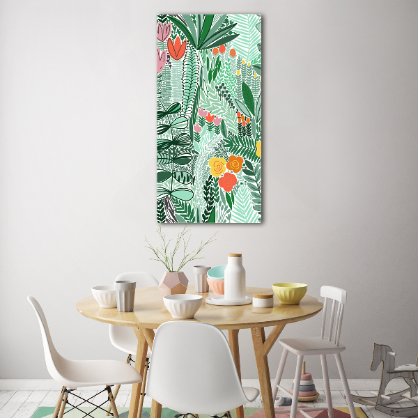 Quadro vetro acrilico verticale Fiori tropicali