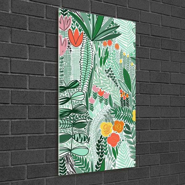 Quadro vetro acrilico verticale Fiori tropicali