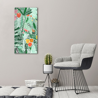 Quadro vetro acrilico verticale Fiori tropicali