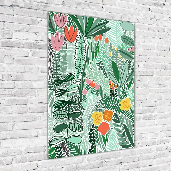 Quadro vetro acrilico verticale Fiori tropicali