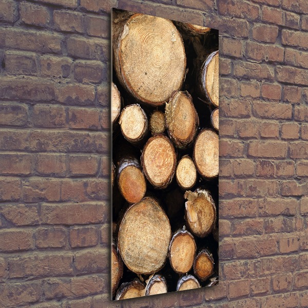 Quadro in vetro acrilico verticale Tronchi di legno