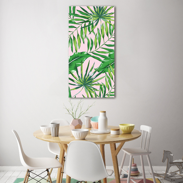Quadro in vetro acrilico verticale Foglie tropicali