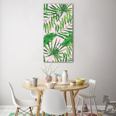 Quadro in vetro acrilico verticale Foglie tropicali