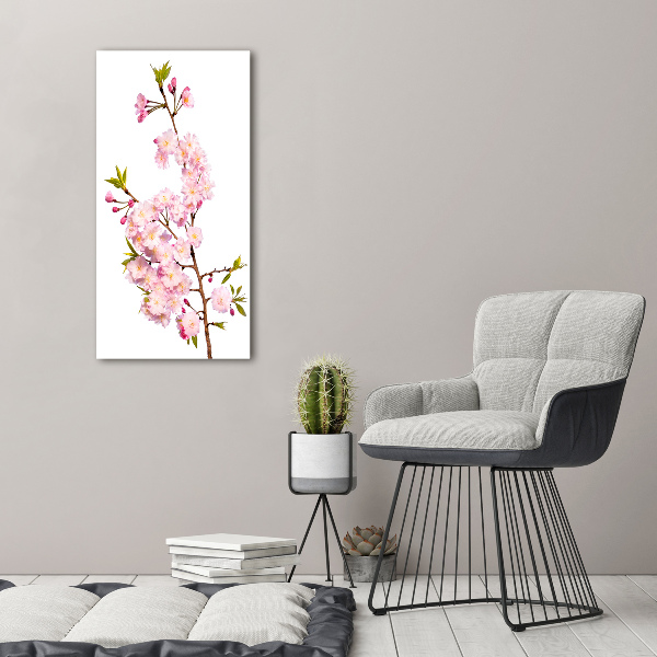 Quadro in vetro acrilico verticale Fiori di ciliegio