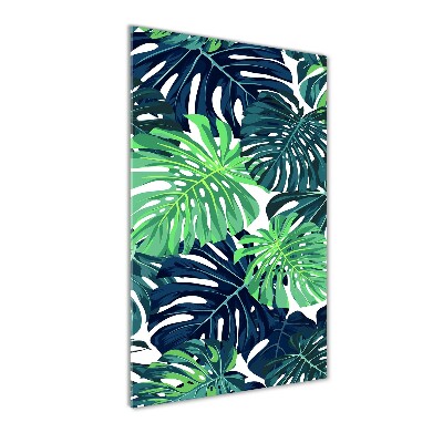 Quadro acrilico verticale Foglie tropicali