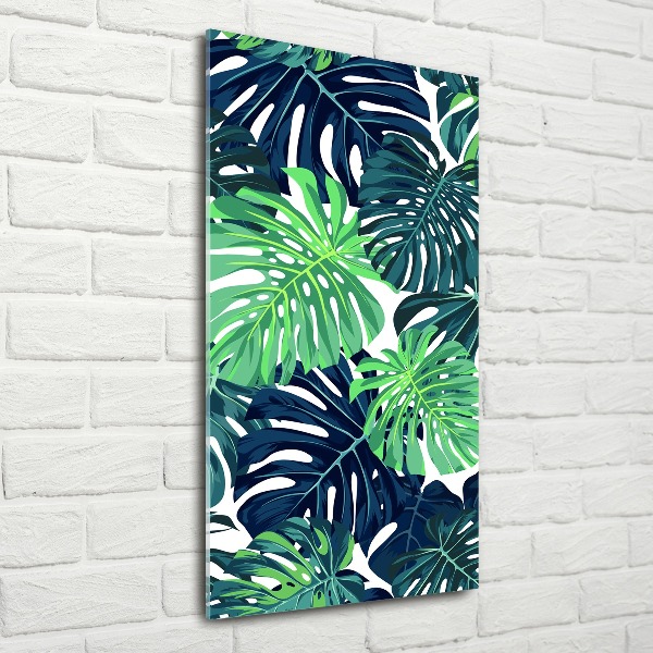 Quadro acrilico verticale Foglie tropicali