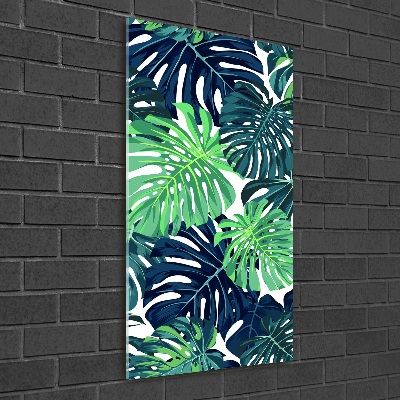 Quadro acrilico verticale Foglie tropicali