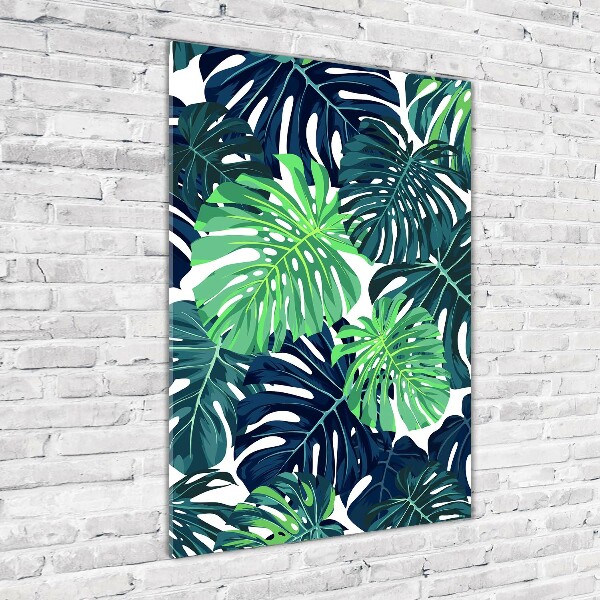 Quadro acrilico verticale Foglie tropicali