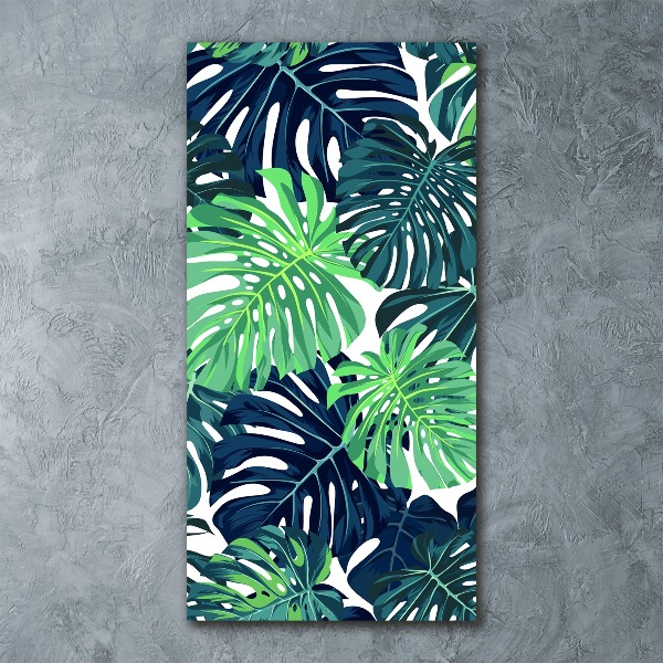 Quadro acrilico verticale Foglie tropicali